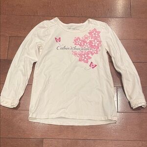 Calvin Klein Kids Pink Butterfly Floral Long Sleeve Tee